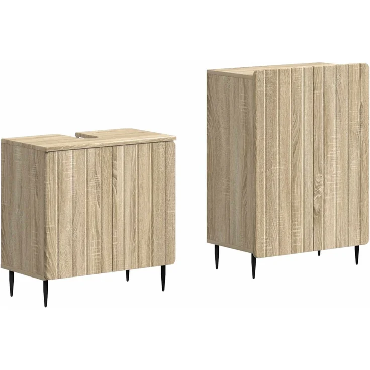 vidaXL 2-teiliges Badezimmer Schrank Set ZWOLLE Sonoma-Eiche 3417596 – Bild 2