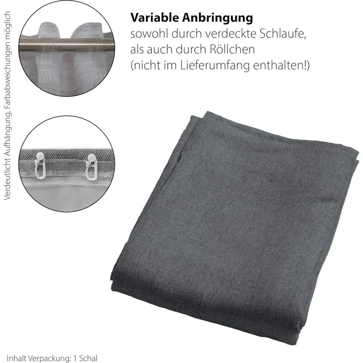 Homing Schlaufenschal 140x245 Vorhang Wohnzimmer Schlafzimmer blickdicht graphit – Bild 3
