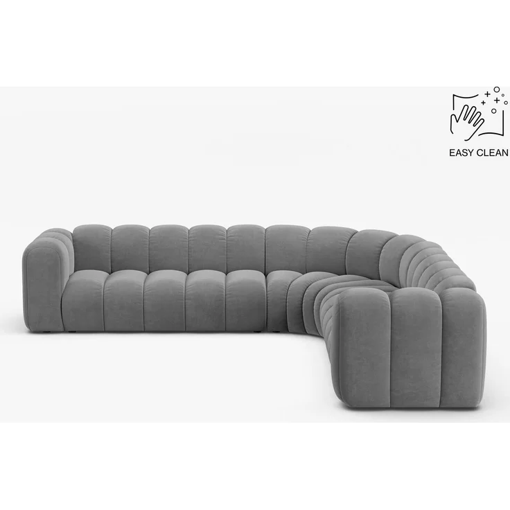 Micadoni symmetrisches Ecksofa Lupine 5-Sitzer Samt Venus Hellgrau – Bild 1