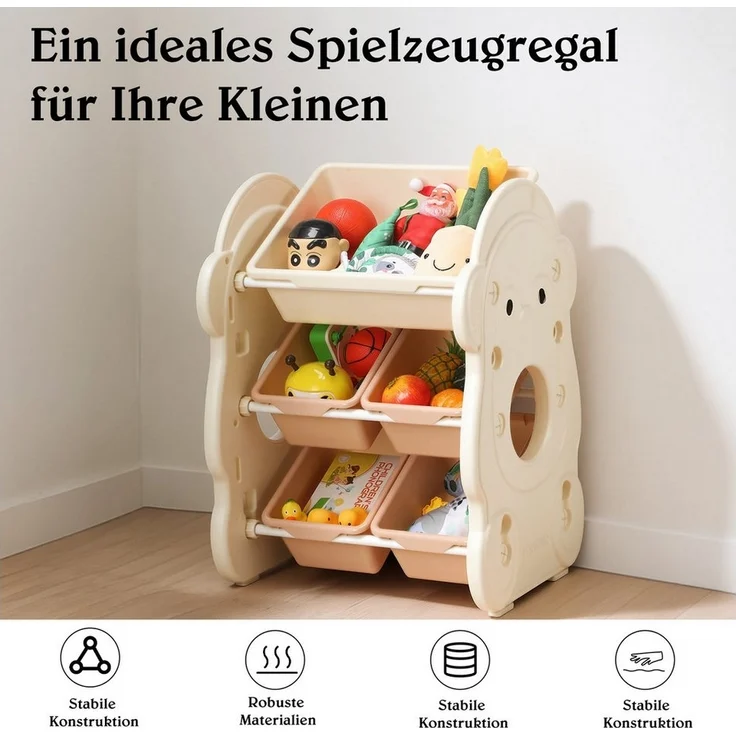 oyajia Spielzeugtruhe Kinderregal Bücherregal Kinder, mit 5/ 7/ 9 Herausnehmbaren Boxen, Aufbewahrung für Kinderzimmer – Bild 3