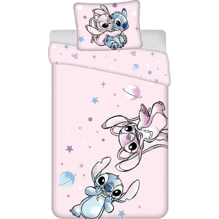 Disney Lilo & Stitch Bettwäsche Baumwolle 140x200 + 70x50cm, Reißverschluss