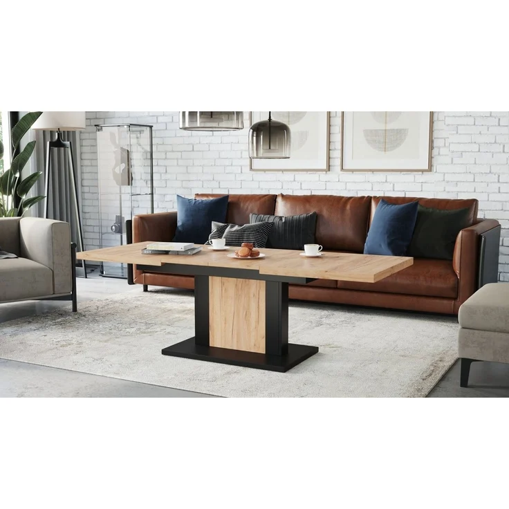 designimpex Couchtisch Design Orion stufenlos höhenverstellbar ausziehbar Esstisch – Bild 3