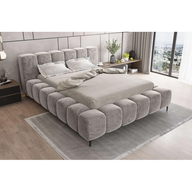 99rooms Cozy Polsterbett 160x200 cm Chenille APHRODITE Asche – Bild 3
