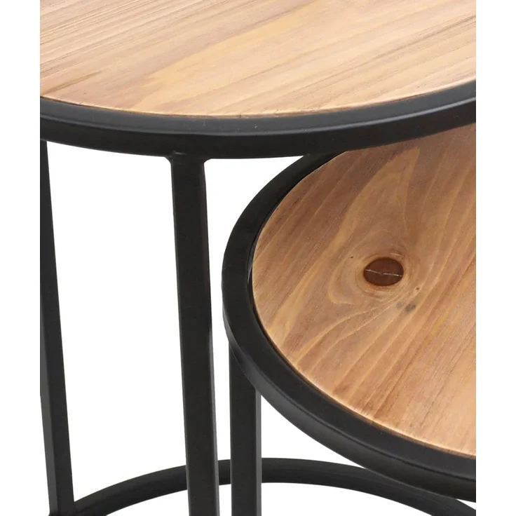 2x Beistelltisch rund aus Metall & Holz, 40 + 50 cm hoch, Blumentisch, Satztische – Bild 5