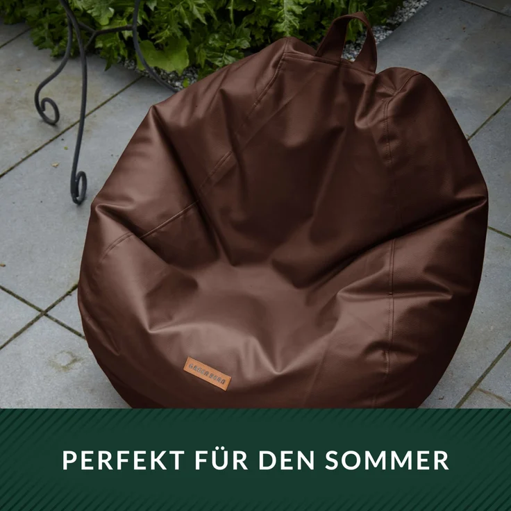 Green Bean® Sitzsack aus Kunstleder mit EPS Perlen Füllung - 90 x 70 cm - Bean Bag - - Dunkelbraun – Bild 6