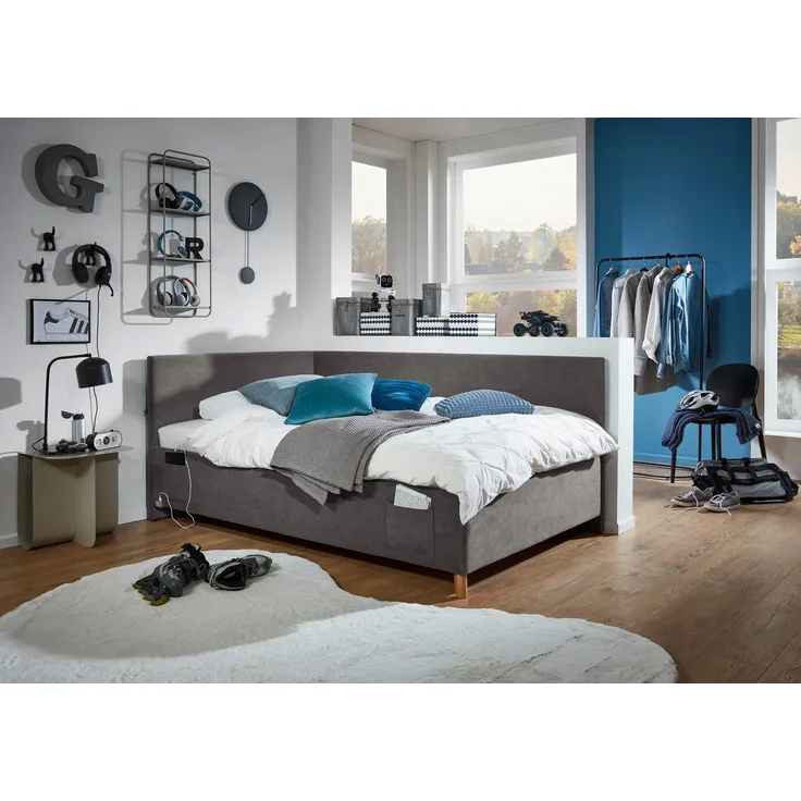 meise.möbel Kinderbett COOL II, Polsterbett wahlweise mit Bettkasten, Jugendbett inkl. USB Anschlüsse