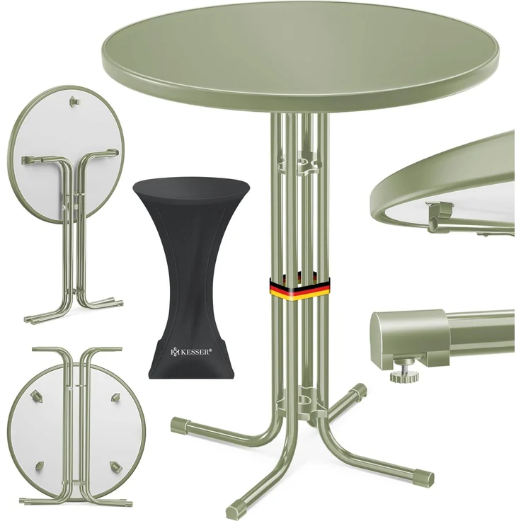 KESSER® Gastro Stehtisch klappbar - Gastronomie Bistrotisch rund - Wetterbeständiger Klapptisch Gartentisch - Runder Partytisch - Hitzebeständig - Stabil und sicher Ø 60 cm, 1er Set, Olive Grün – Bild 1