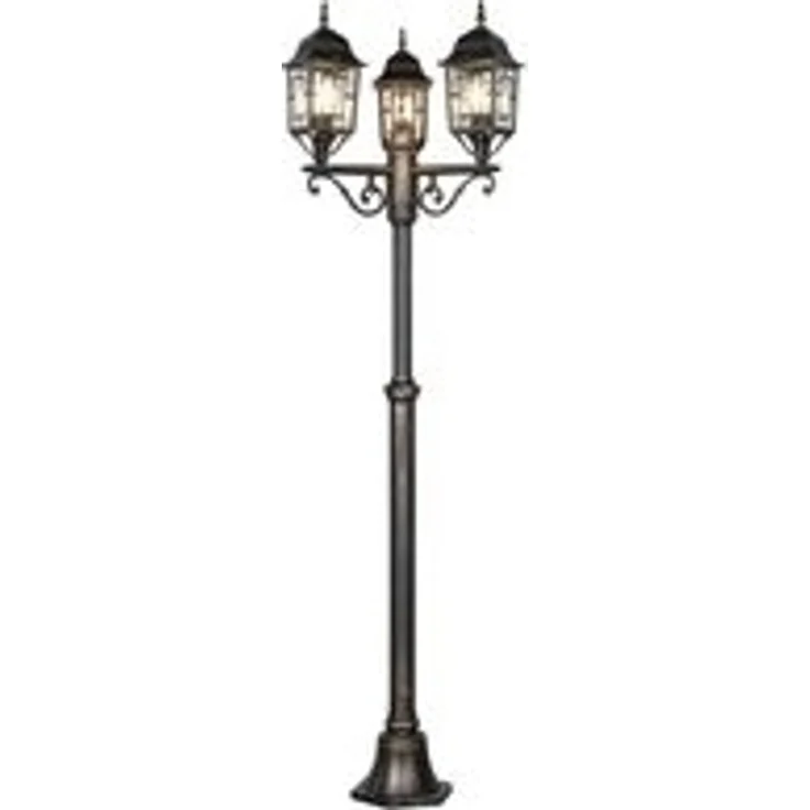 Antike LED Mastleuchte 3-flammig aus Aluminium Rostoptik, Höhe 200cm – Bild 6