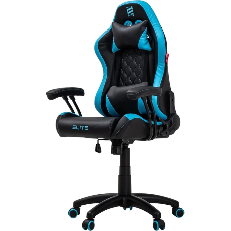 ELITE Pulse - Gaming Stuhl für Kinder - Kunstleder - Ergonomisch - Racer - Drehstuhl - Chair - Bürostuhl - Schreibtischstuhl - Gamer-Design (Schwarz/Blau)