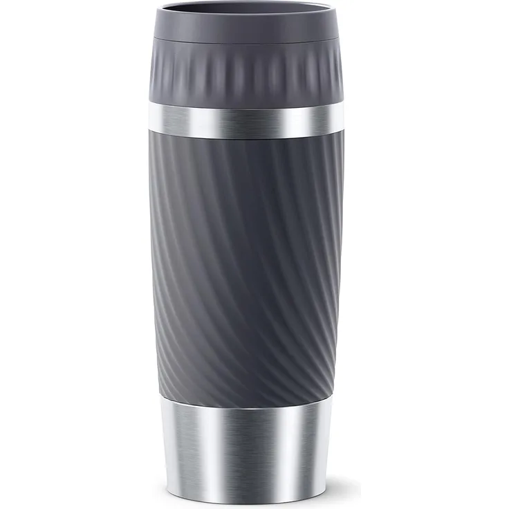 EMSA 'Travel Mug Easy Twist' Isolierbecher, Edelstahl/Silikon, anthrazit, 360 ml