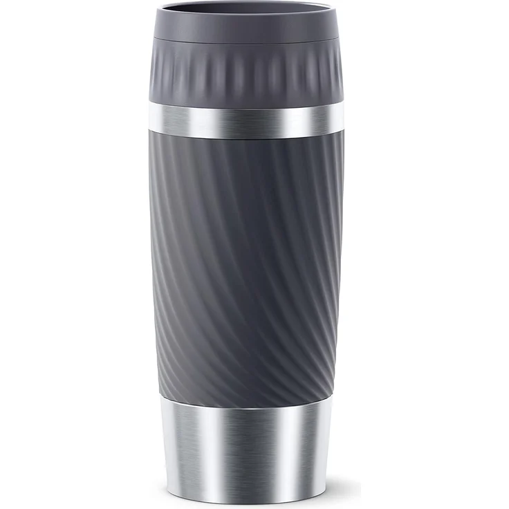 EMSA 'Travel Mug Easy Twist' Isolierbecher, Edelstahl/Silikon, anthrazit, 360 ml