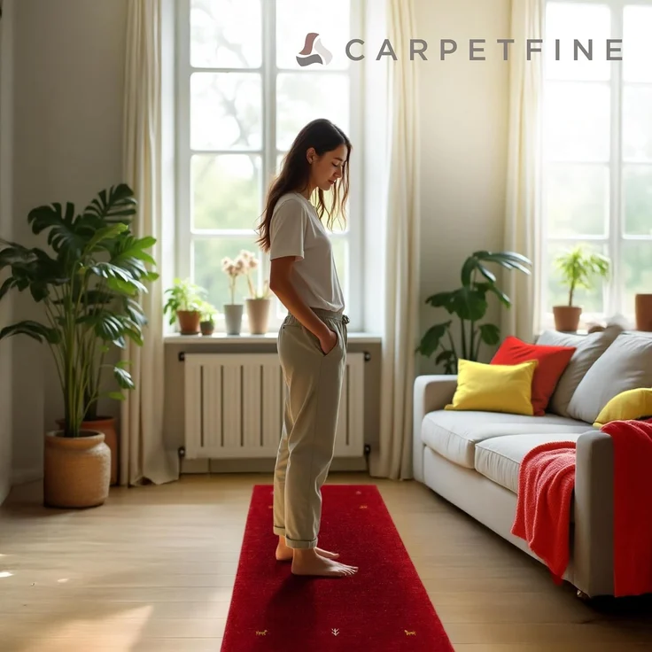carpetfine 'Gabbeh Uni' Wollteppich, reine Wolle, Rot, 80 x 300 cm – Bild 7