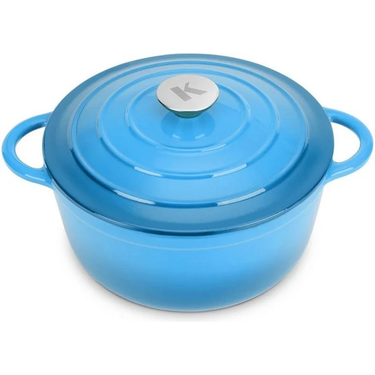 KLAMER Bräter Gusseisen Bräter 5 L, Gusseisen-Topf 25 cm backofengeeignet, Emaille …, Gusseisen, Exzellente Hitzeverteilung, Intensive Aromabildung, 5 Liter – Bild 4