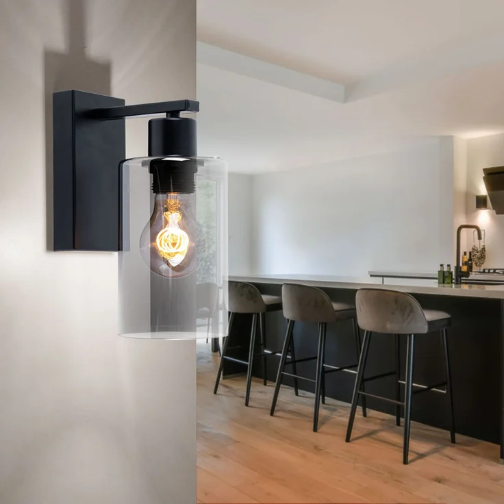 2x Wandstrahler, Glas, rauch, schwarz matt, H 23 cm – Bild 4