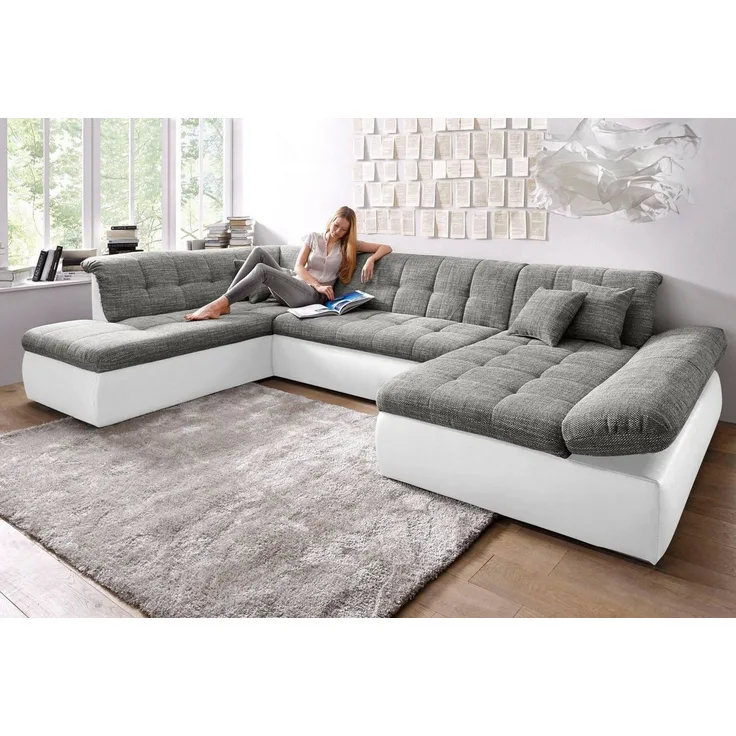 DOMO collection Wohnlandschaft Moric U-Form auch in Cord, im XXL-Format, wahlweise mit Bettfunktion und Armlehnenverstellung