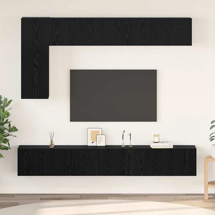 vidaXL TV-Schrankset 6 stk. Schwarz Eichen-Optik Holzwerkstoff 3393247 – Bild 1