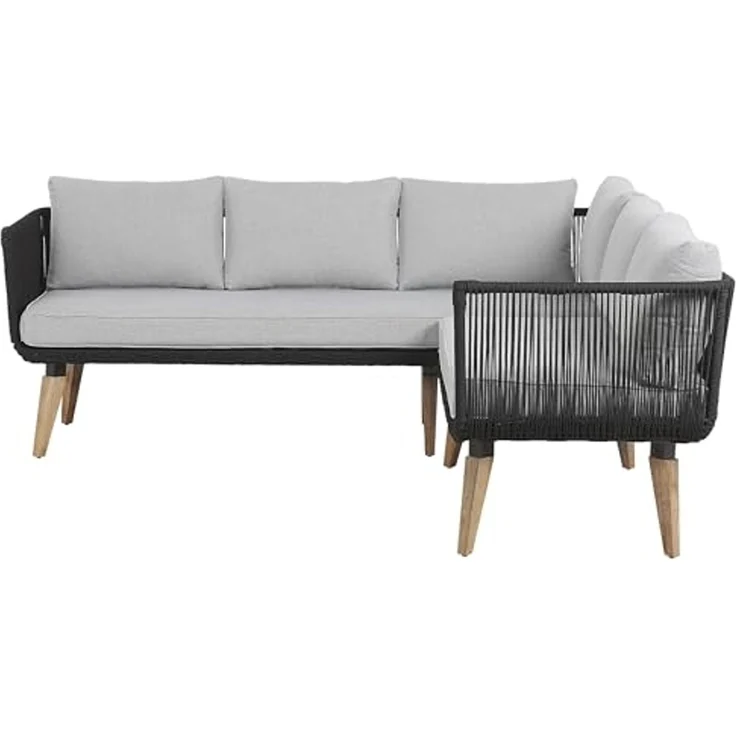 Beliani 'ALCAMO' Ecksofa Lounge Set, Akazienholz Schwarz – Bild 5