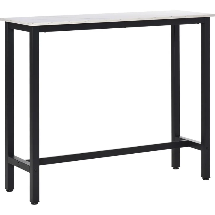 MELAYR, Stehtisch, Küchentisch, 133 x 50 x 13 cm, Weiß mit marmorähnlichem Aussehen+Schwarz – Bild 2