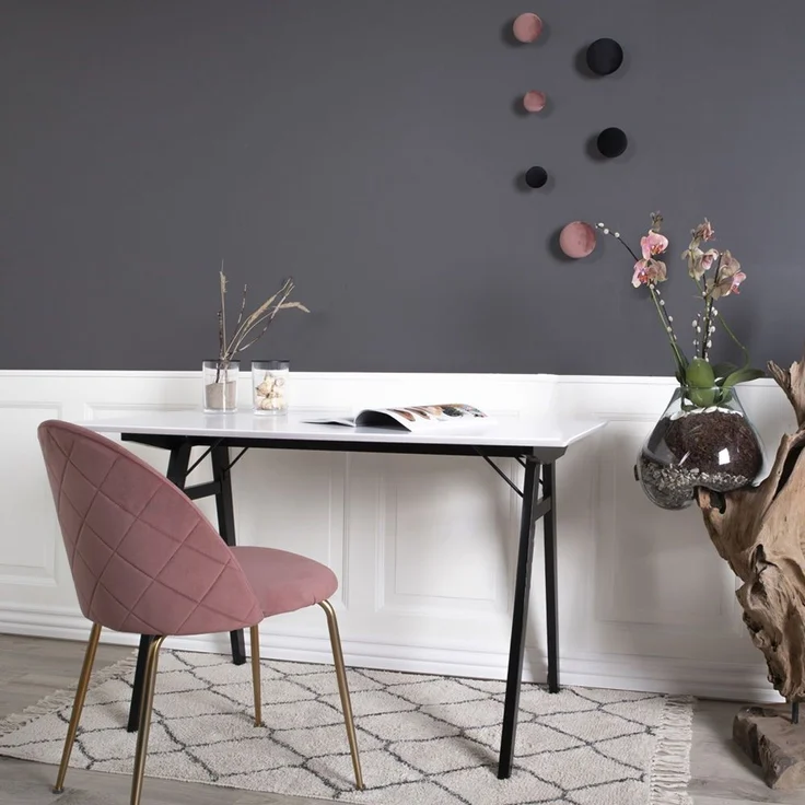 House Nordic Esszimmerstuhl, Samt, Rosa, Beine in Messingoptik, HN1214 - 2er set – Bild 7
