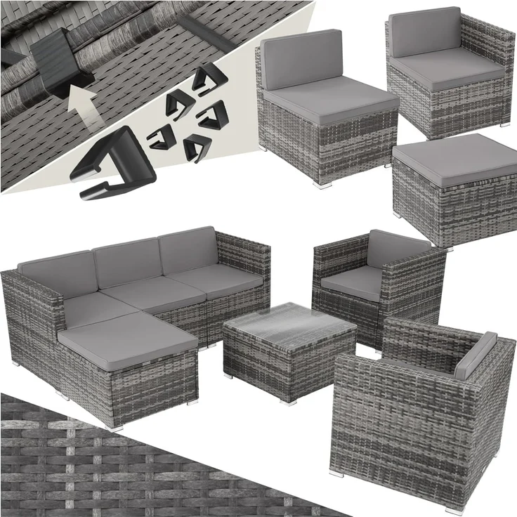 tectake Loungeset Rattan Lounge, (Set, 7-tlg), für 5 bis 6 Personen – Bild 1