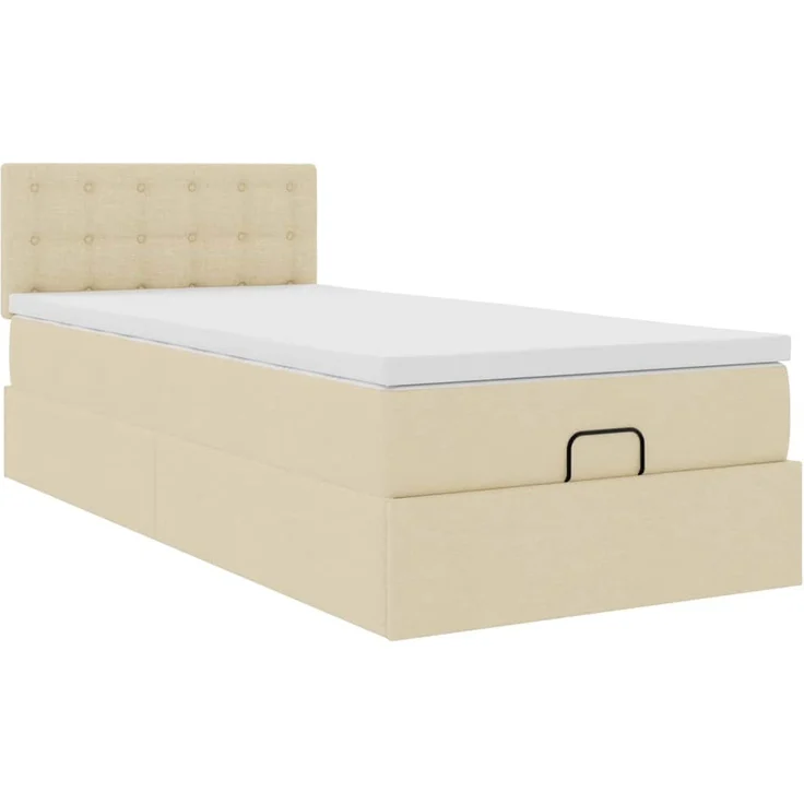 vidaXL Ottoman-Bett mit Matratze Creme 100x200 cm Stoff 3311606 – Bild 4