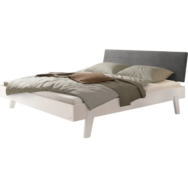 Hasena Polsterbett Vasto Trento Weiß mit Kopfteil Pace Grey 200x200 cm, Fußhöhe 20 cm MDF weiss deckend – Trento – Bild 1
