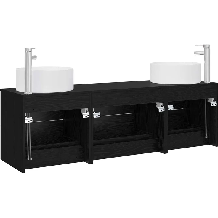 vidaXL Badezimmerschrank-Set 3 stk. Schwarz 161,5 x 44,5 x 80 cm 3405940 – Bild 7