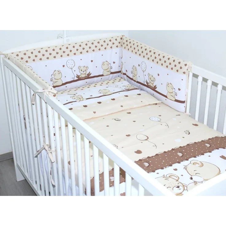 Primawela Babybettwäsche 3 teiliges Baby Bettset mit Bettwäsche und Nestchen für Bett 70x140 cm