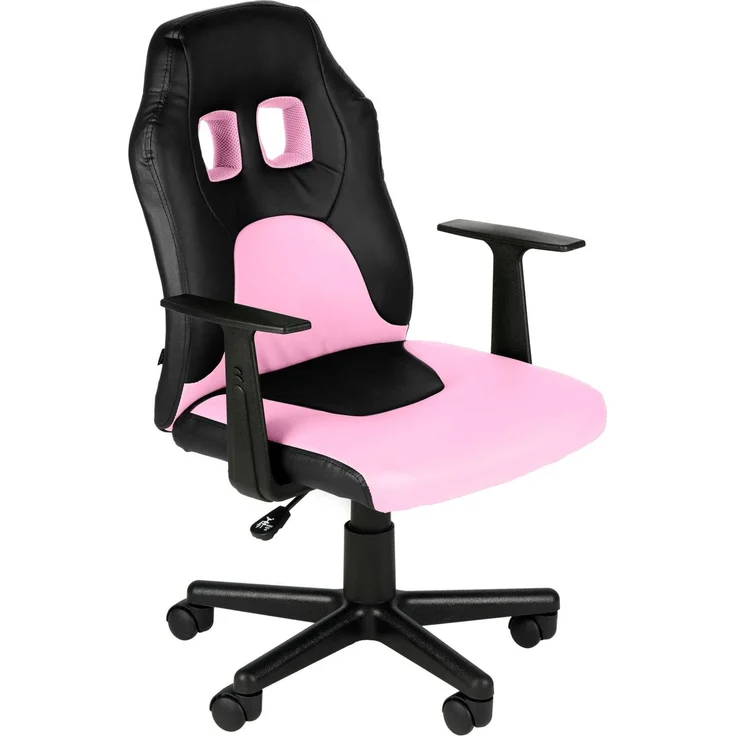 Kinder Bürostuhl MIA - 83x56x59, Schwarz/pink Kunstleder Kunststoff Gestell ergonomische Bürostühle Homeoffice Stuhl mit Rollen – Bild 1