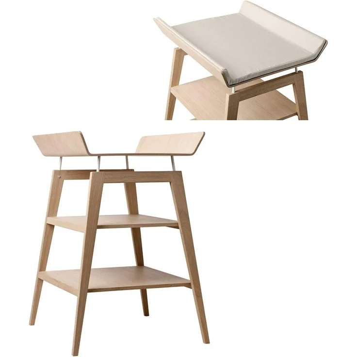 Linea by Leander Wickeltisch Eiche mit Schaumauflage und Bezug in Farbe cappuccino