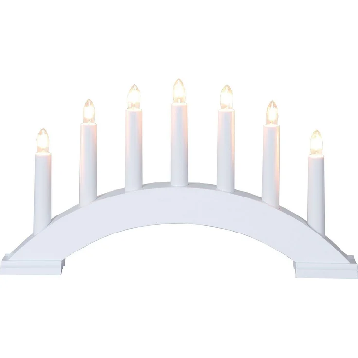 EGLO Lichterbogen Weihnachten mit 7 Kerzen, Fensterleuchter gebogen aus Holz in Weiß, Schwibbogen mit Kabel, Weihnachtsbeleuchtung Fenster, E10 Fassung, warmweiß – Bild 1