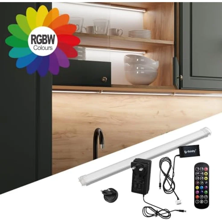Eckküche Rick Anthrazit Hochglanz/Weiß 270 x 60 cm , AP Marmor mit LED-Leisten Vicco – Bild 6