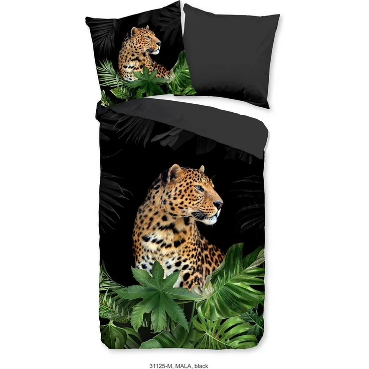Pure Microfaser Bettwäsche 135 X 200 cm + 1- 80 X 80 cm Mala leopard schwarz