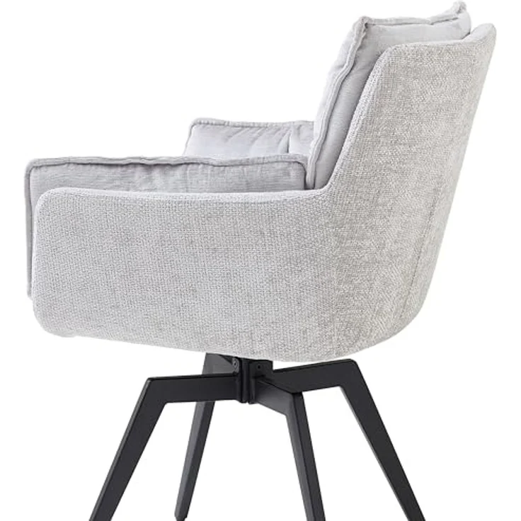 ALANI Esszimmerstühle 2er Set mit schwarzem Metallgestell, Silber - Bequeme Samt Stühle für Esszimmer & Küche - 64 x 89 x 65,5 cm (B/H/T) – Bild 5