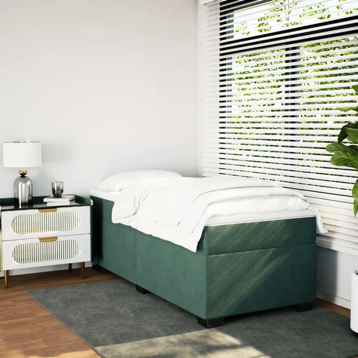vidaXL Boxspringbett mit Matratze Dunkelgrün 80x200 cm Samt 3285248 – Bild 3