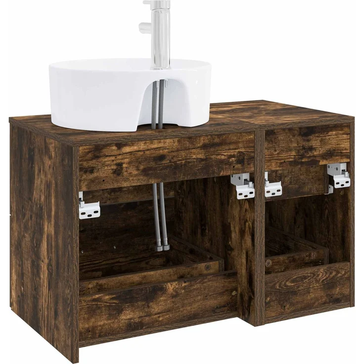 vidaXL Badezimmerschrank-Set 2 stk. Geräucherte Eiche 3403988 – Bild 5