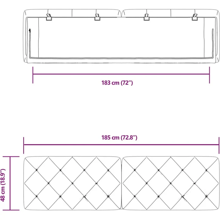 vidaXL Kopfteil-Kissen Rosa 180 cm Samt 374744 – Bild 10