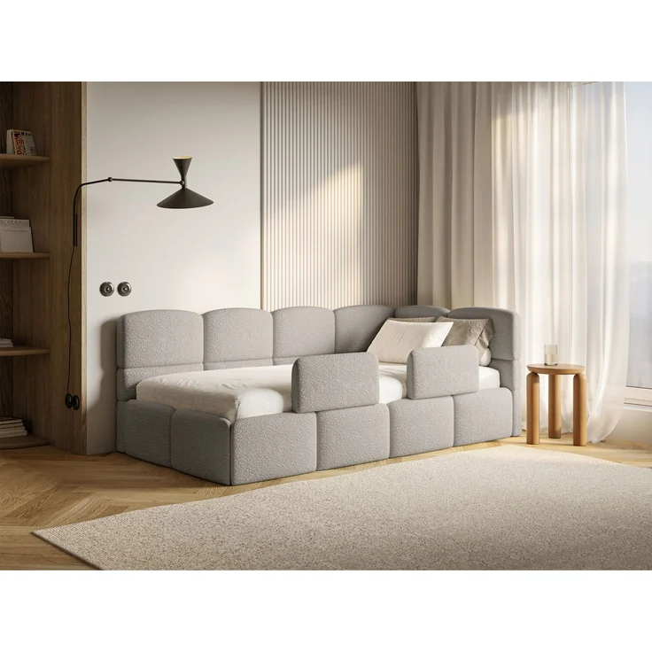 Selsey 'Cloudy' Jugendbett rechts, Rausfallschutz, Bouclé Greige, 90x200 cm – Bild 4
