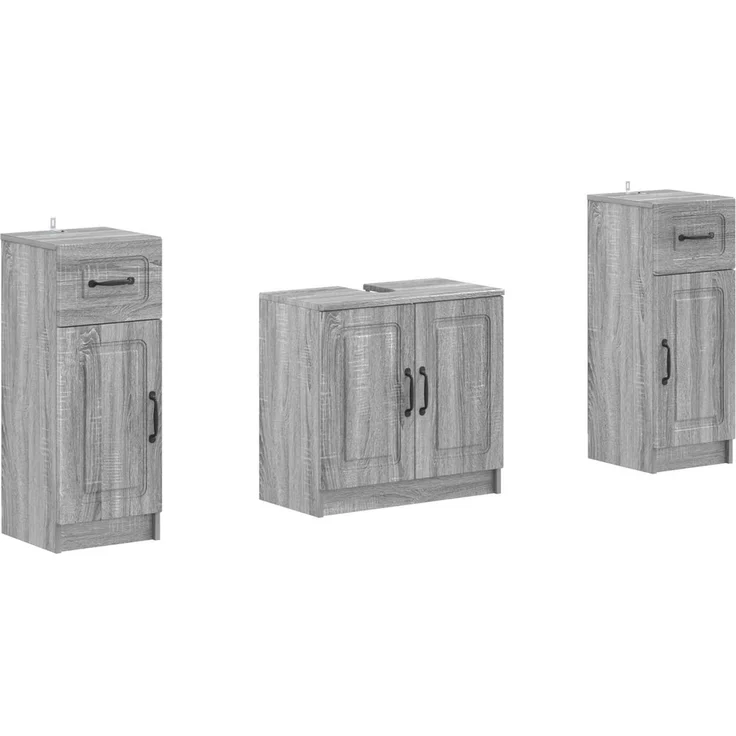 vidaXL 3-teiliges Badezimmer-Schranksystem UTRECHT 3 stk. Sonoma-Grau 3418059 – Bild 2
