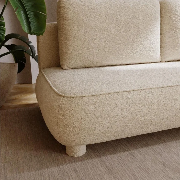 Compleo Schlafsofa Sofa ohne Armlehnen, moderne runde Form, Moderne Couch, Viele Farben zur Auswahl, Breite: 209 cm – Bild 3