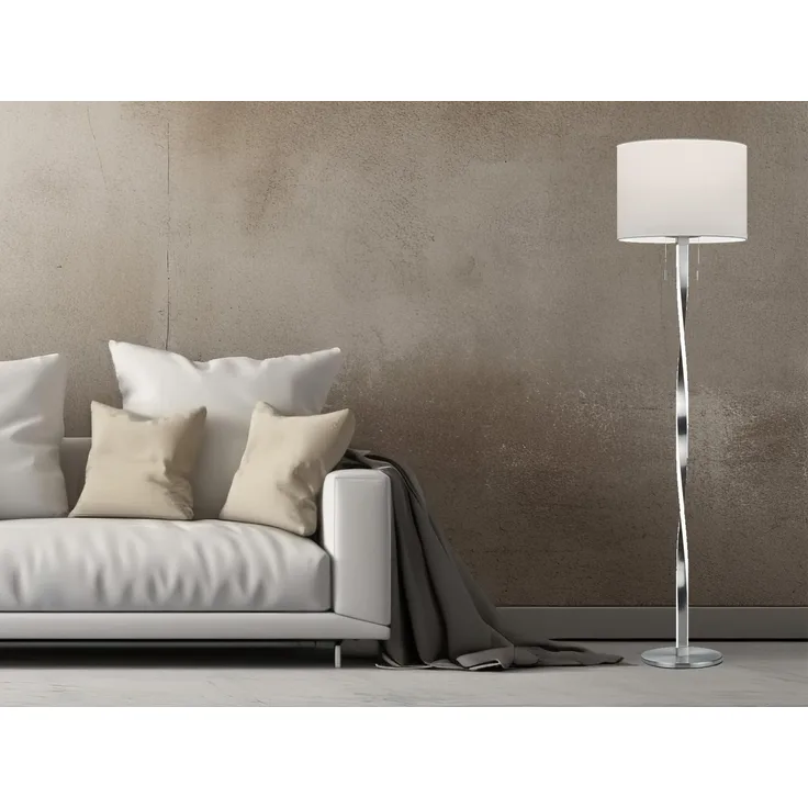 LED Stehlampe mit Stoffschirm Weiß und beleuchtetem Gestell, Höhe 160cm