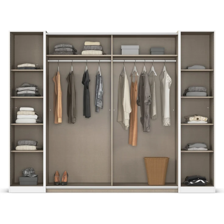 rauch Kleiderschrank, Dreh- und Schwebetürenschrank KRONACH, 4-türig, 2 Spiegeltüren teilaufgelegt, Alpinweiß, 268 x 210 x 59 cm – Bild 5