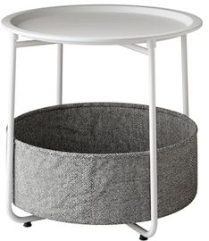 Vicco Couchtisch Liva, Rund, Weiß, Holzwerkstoff, 2 Fächer, 47x50 cm, ideal für Wohnzimmer und Balkon