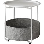 Vicco Couchtisch Liva, Rund, Weiß, Holzwerkstoff, 2 Fächer, 47x50 cm, ideal für Wohnzimmer und Balkon