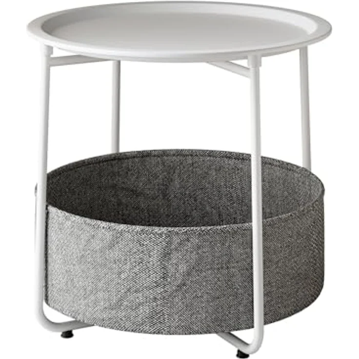 Vicco Couchtisch Liva, Rund, Weiß, Holzwerkstoff, 2 Fächer, 47x50 cm, ideal für Wohnzimmer und Balkon – Bild 1