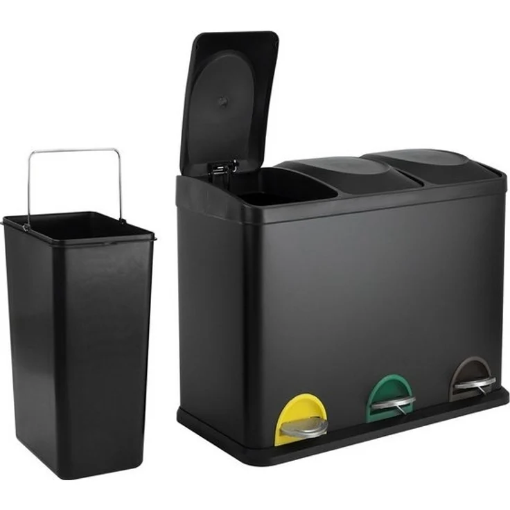 SVITA TC3X15 Kücheneimer 45L Mülleimer Trennsystem Treteimer Abfalleimer Schwarz – Bild 4