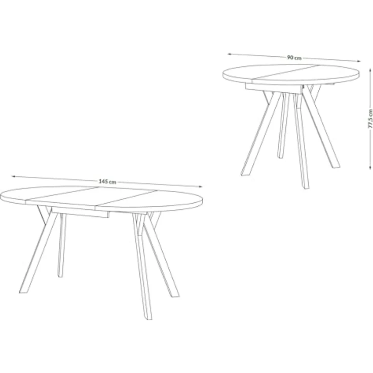 designimpex Esstisch Design Esstisch Aldo ausziehbar 90 cm bis 145 cm rund Esszimmer Tisch, Esstisch, Esszimmertisch, Tisch, Ausziehtisch, Küchentisch, Esszimmer – Bild 3