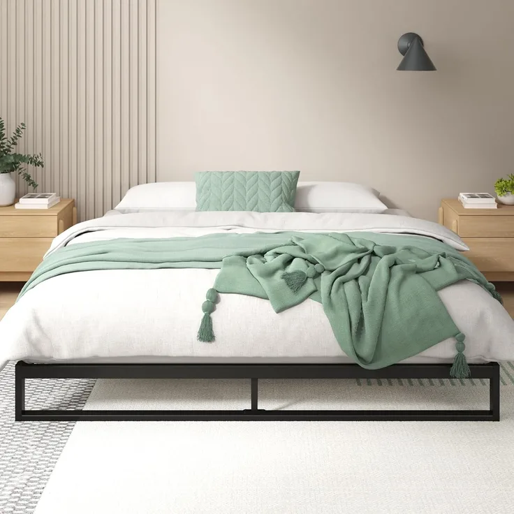 ZINUS Trisha 18 cm Metallrahmenbett | Lattenrost | Holzlattenunterstützung | 140x200 cm | Schwarz