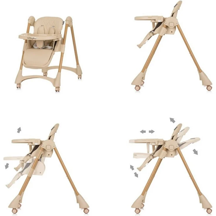 Chipolino Kinderhochstuhl Candy Shop, 4 Räder, verstellbar, Fußstütze, faltbar beige – Bild 2