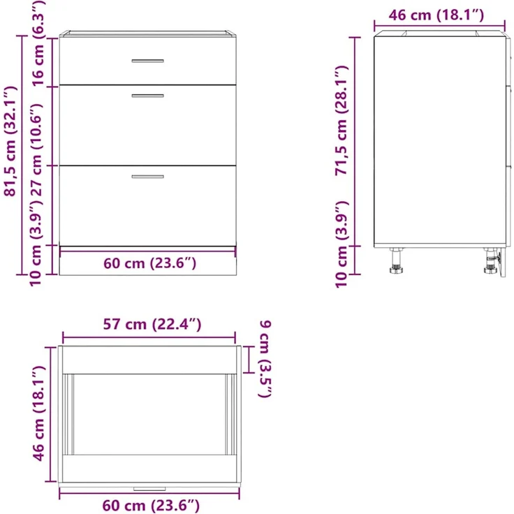 vidaXL Küchenunterschrank Lyon Altholz-Optik Holzwerkstoff 854257 – Bild 11